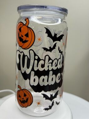 Wicked Babe Halloween Clear Plastic Tumbler BPA Free